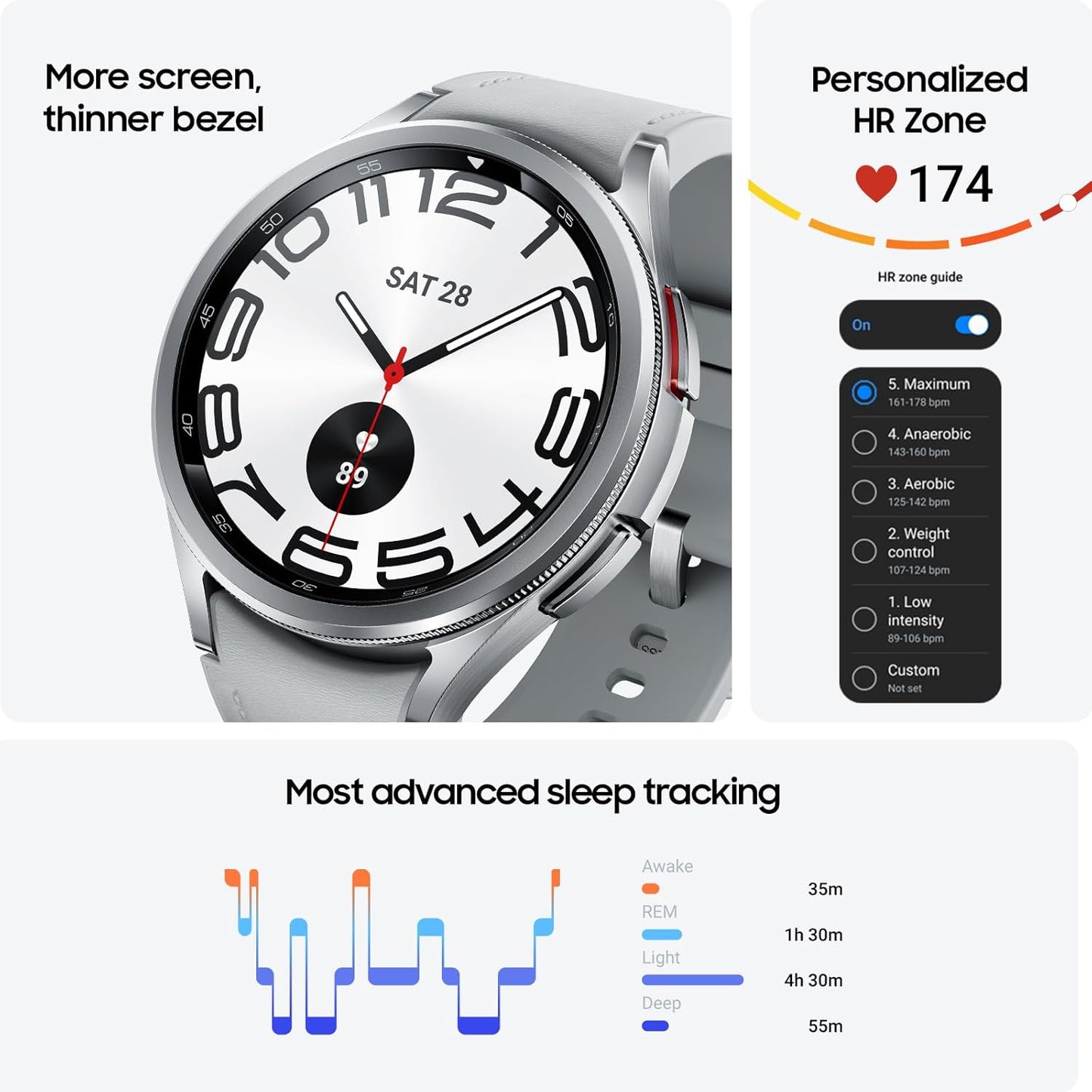Samsung Galaxy Watch 6 Classic 47mm LTE Smartwatch, Rotating Bezel, Fitness Tracker, Personalized HR Zones, Advanced Sleep Coaching, Heart Monitor, BIA Sensor, Health Insights, US Version, Silver